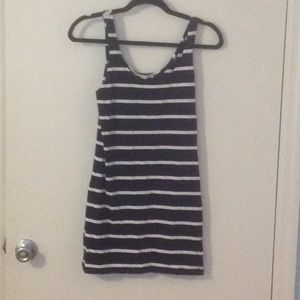 Navy and white striped bodycon dress